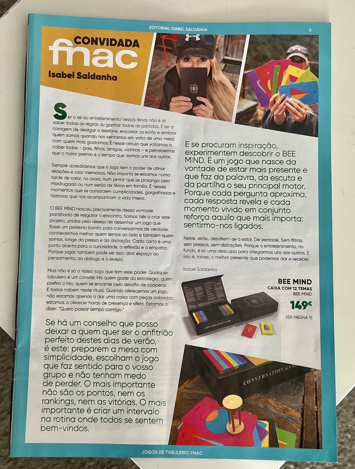 P&aacute;gina da revista Fnac com uma reportagem sobre o Bee Mind