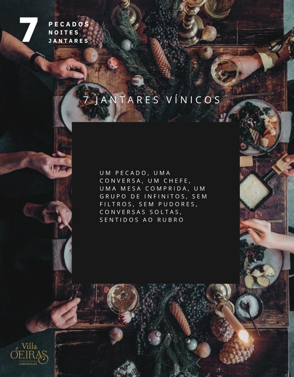 Mesa de jantar posta, vista de cima, com velas e copos de vinho